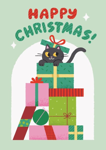 Cute Cat and Presents Christmas Card created by Stormy Knight