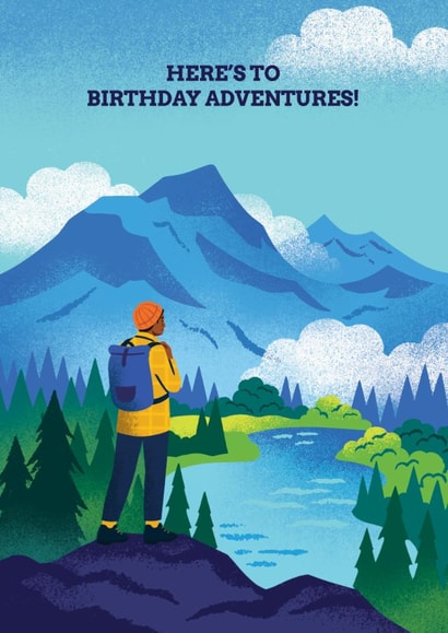 Classic birthday adventures with mountains - male birthday card - for him - hiking created by Stormy Knight