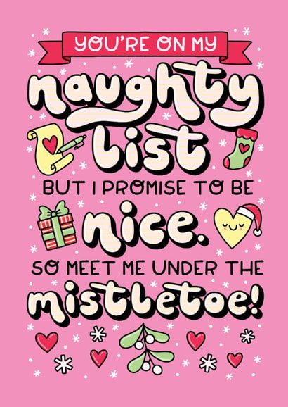 Cute And Cheeky Christmas Card For Your Significant Other. created by Katie Ruby Illustration