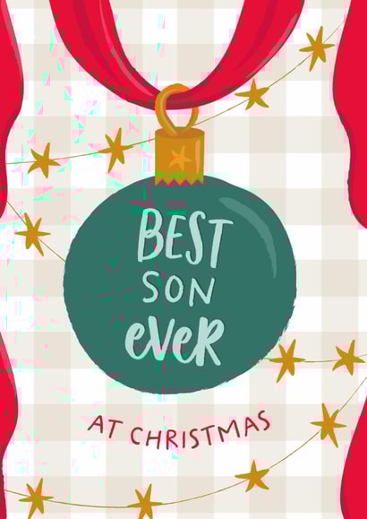 Classic Christmas Card - For Best Son Ever - Bauble created by The Pattern Press