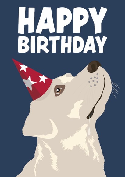 Cute Birthday Card - Cream Labrador created by Hello Sausage