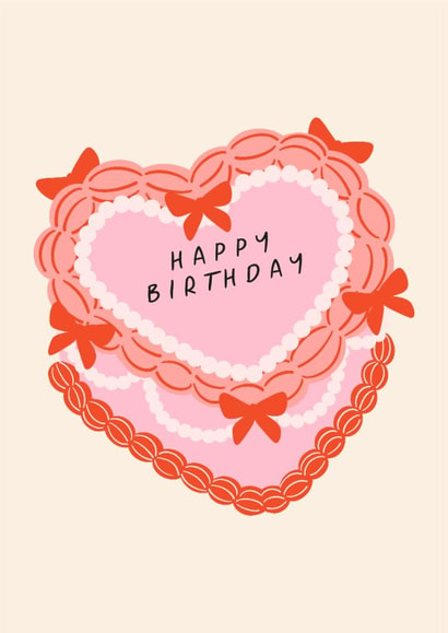 Classic Birthday Card - Cake - For Her created by Sad Girl Illustration