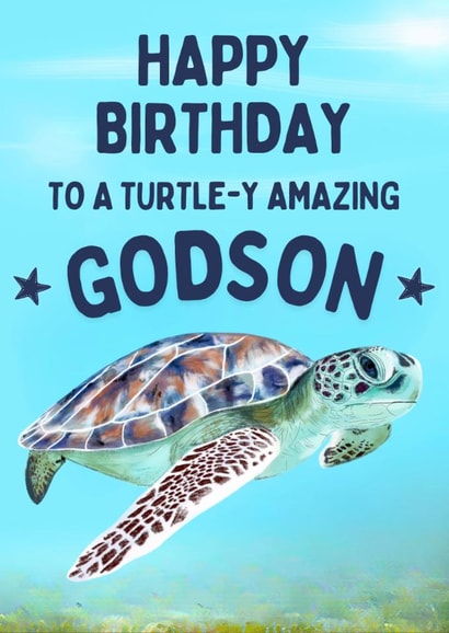 Cute Birthday Card - For Godson - Sea Turtle Pun created by Hello Fridays Studio