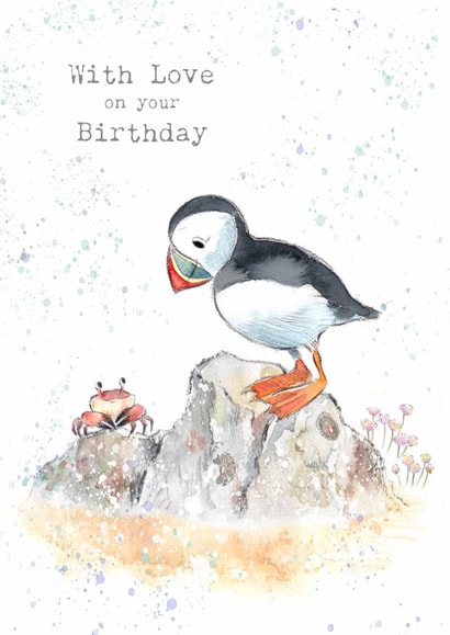 Cute Birthday Card - Puffin - Crab created by Paper Shed Design