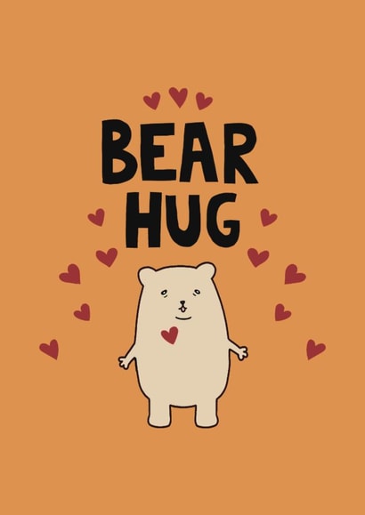 Cute thinking of you card for a friend or significant other - bear and hearts created by Pomelo Illustrations