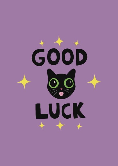 Cute Good Luck Card - Cat - Stars created by Pomelo Illustrations