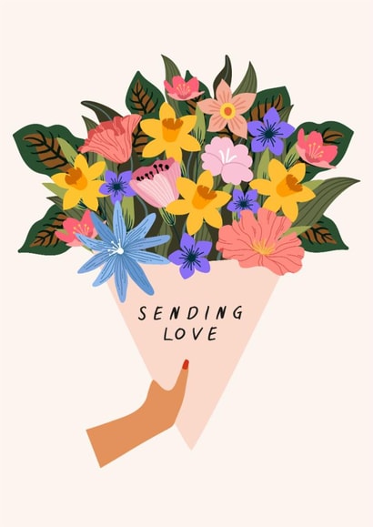 Pretty Just Because Card - Wildflower Bouquet - Sending Love created by Sad Girl Illustration