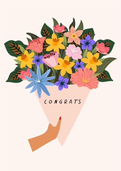 Pretty Congratulations/New Job Card - Bouquet - Flowers created by Sad Girl Illustration