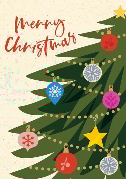 Classic Christmas Card - Christmas Tree - Baubles created by Laura Darrington Design Ltd.