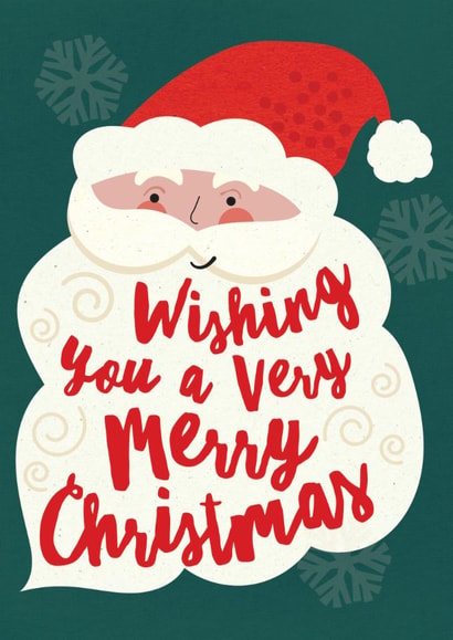 Cute Christmas Card - Santa Claus - Wishing You A Very Merry Christmas created by Laura Darrington Design Ltd.