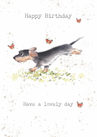 Cute Birthday Card - Dachshund - Butterflies created by Paper Shed Design