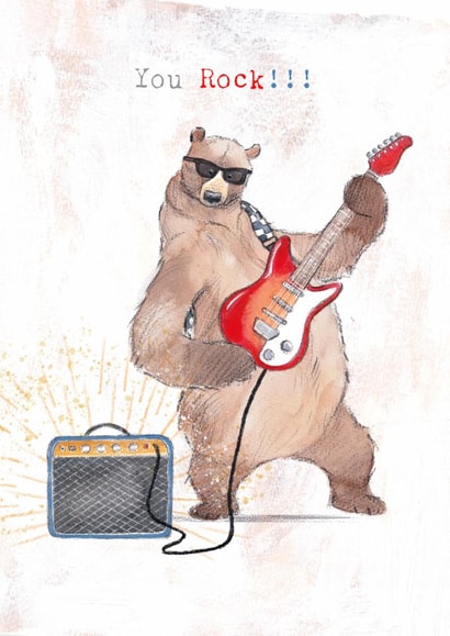 Classic Birthday/Congratulations Card - You Rock - Bear Playing Guitar created by Paper Shed Design