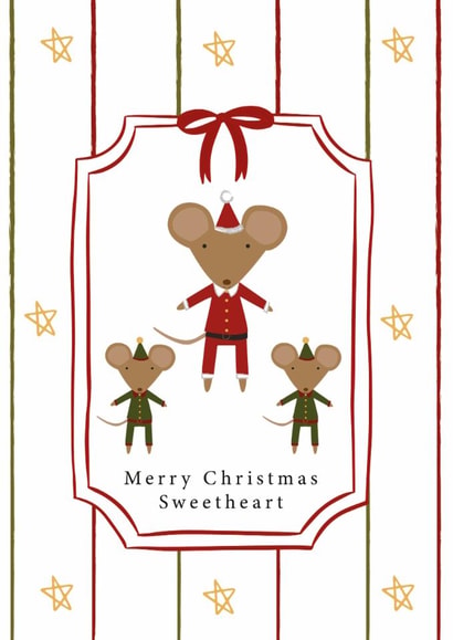 Cute Christmas Card - Merry Christmas Sweetheart - Mice created by Heather Alstead Design LTD