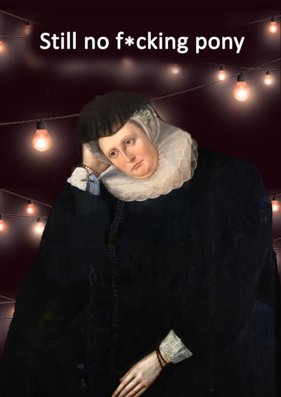 Funny Christmas Card - Vintage Still No F*ing Pony created by Go La La!