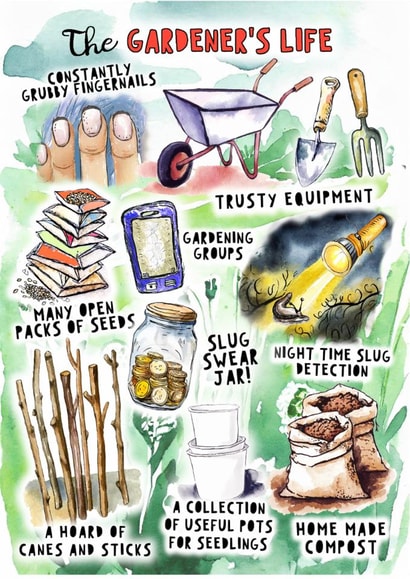 Fun Birthday Card - Gardening - The Gardener's Life outdoors created by Go La La!