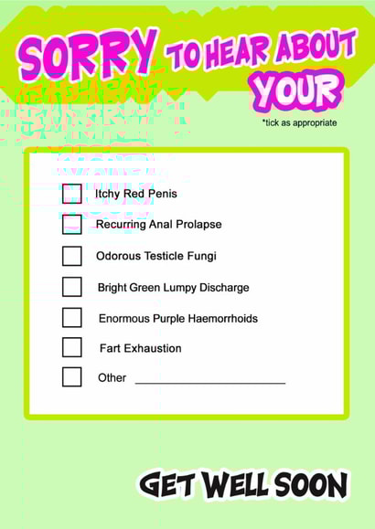 Rude Get Well Soon Card - Check Box - Sorry to Hear About... created by Go La La!