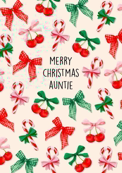 Classic Christmas Card - For Auntie - Candy Canes & Bows created by Poppy & Mabel