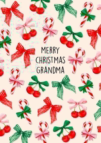 Classic Christmas Card - For Grandma - Candy Canes & Bows created by Poppy & Mabel