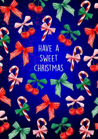 Classic Christmas Card - Have A Sweet Christmas - Candy Canes & Bows created by Poppy & Mabel
