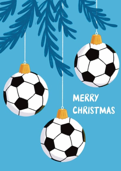 Fun Christmas Card - Footballs - Baubles created by Sophie Kent Illustration