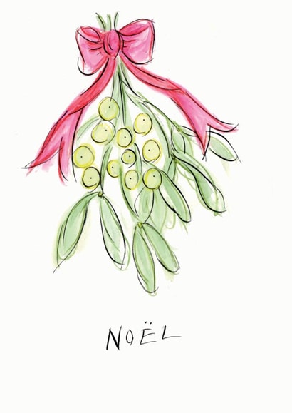 Traditional Christmas Card - Mistletoe - Noël created by Gabrielle Solly Illustration