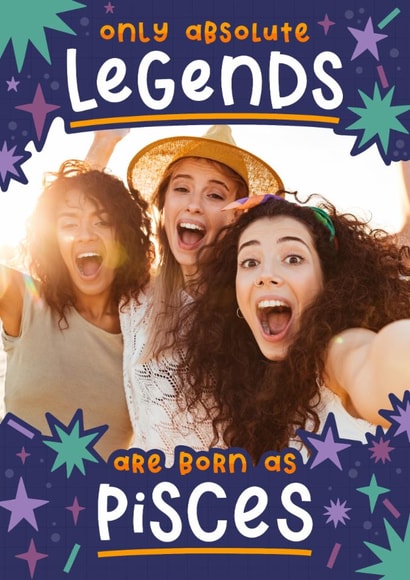 Funny Birthday Card - Pisces - Legend created by Joanne Hawker