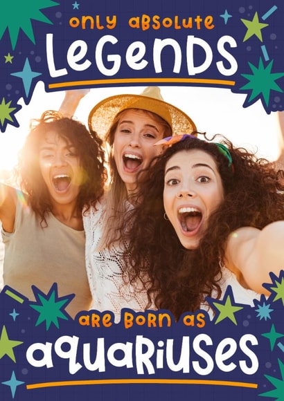 Funny Birthday Card - Aquarius - Legend created by Joanne Hawker