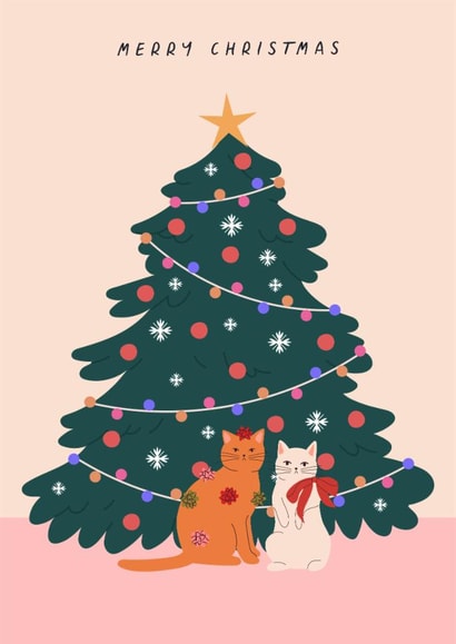 Cute Christmas Card - Cats - Christmas Tree created by Sad Girl Illustration