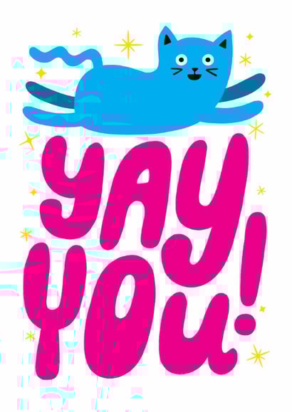 Cute Congratulations Card - Yay You! - Cat created by Kay Wolfersperger