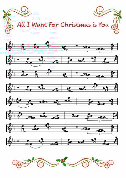 Naughty Christmas Card - All I Want For Christmas - Musical Notes created by Swizzoo