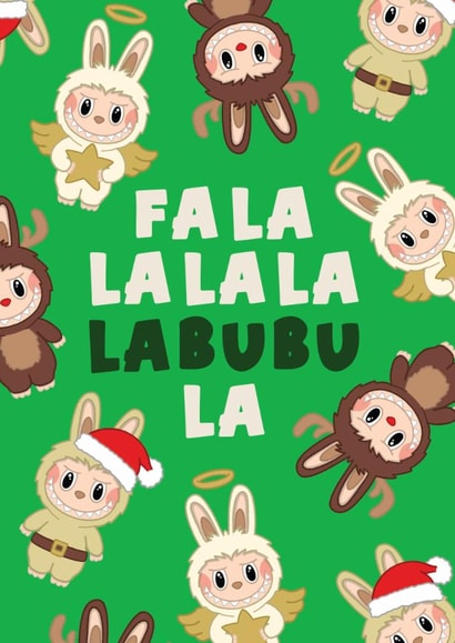 Cute Christmas Card - Fa La Labubu created by Bev O'Connor || @oconnordesign
