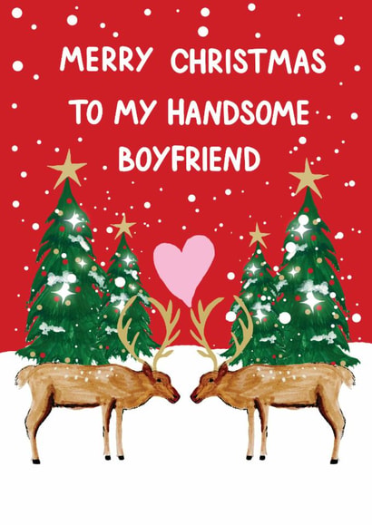 Heartfelt Christmas Card - Handsome Boyfriend - Reindeer created by HCD Illustration