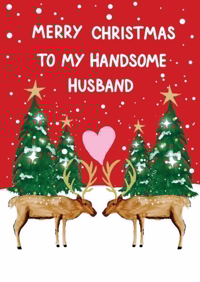 Heartfelt Christmas Card - Handsome Husband - Reindeer created by HCD Illustration