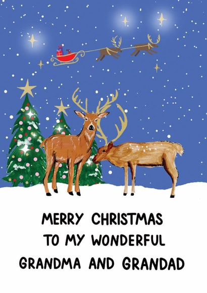 Traditional Christmas Card - Wonderful Grandma and Grandad - For Grandparents created by HCD Illustration