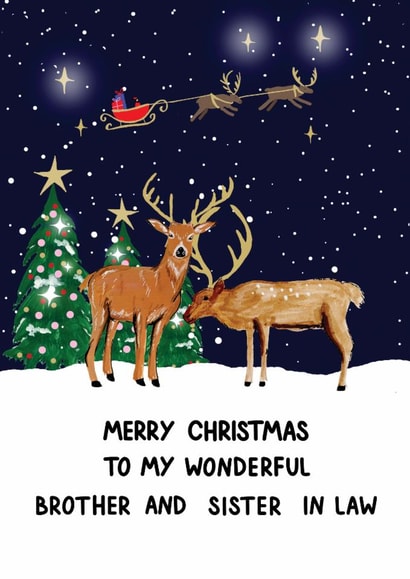 Traditional Christmas Card - Brother And Sister In Law - Reindeer created by HCD Illustration