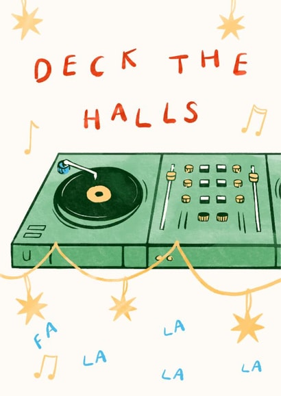 DJ Christmas Card - Deck the Halls - Funny Christmas Card created by Lauren Barclay