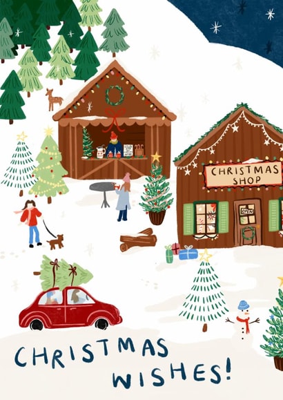 Traditional - Festive Christmas Card - Christmas Scene - Snow - Christmas Tree - Outdoors Snow created by Lauren Barclay