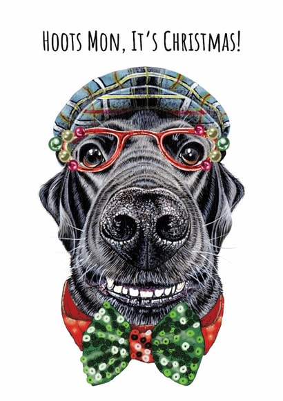 Funny Christmas dog card for friend or loved one - Scottish Labrador - Hoots Mon created by sarahcoxartwork