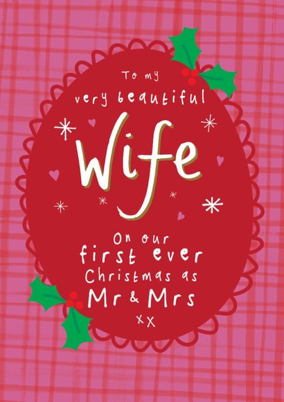 Heartfelt Christmas Card - For Wife - On Our First Christmas As Mr & Mrs created by Bow & Bell