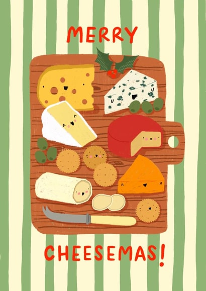Cute Christmas Card - Cheese Board Pun - Cheesemas created by Nicola Watson
