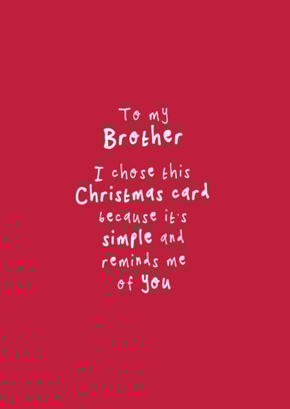 Cheeky Christmas Card - For Brother - Simple And Reminds Me Of You created by Bow & Bell
