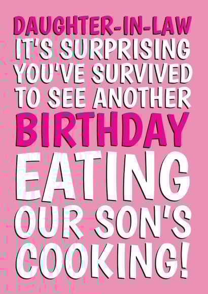 Cheeky Birthday Card - For Daughter-In-Law - Survived Our Son's Cooking created by @Cupsie's Creations