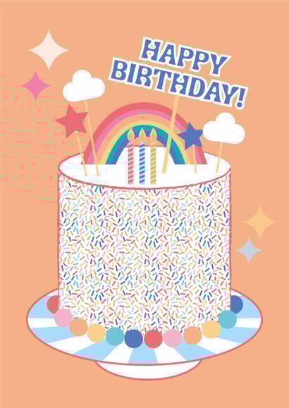 Cute Birthday Card - rainbow sprinkle cake - Happy Birthday! created by Kate & The Ink