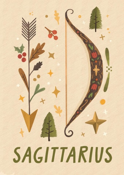 Festive Sagittarius Birthday Card - Nordic Forest - Archery created by URGHH Card Co.