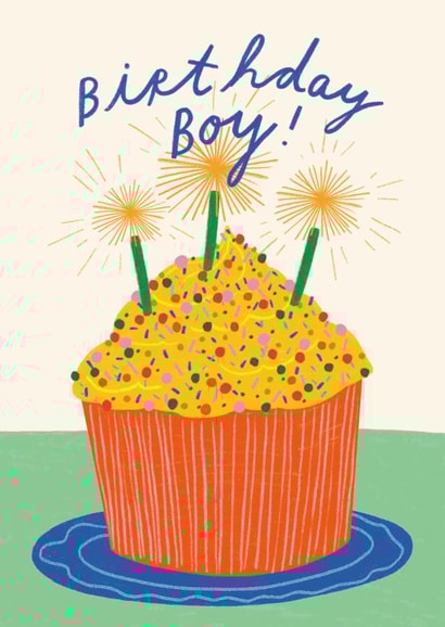 Birthday Boy Greeting Card | Cupcake Candle Bday Son Brother Friend Nephew created by Kerrie McNeill