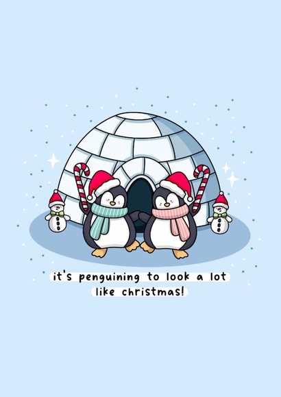 Cute Christmas Card - Dancing Penguins created by Rosalie Perl