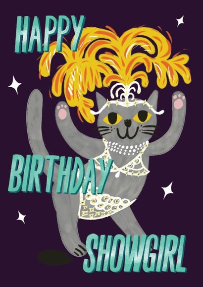 Cute Birthday Card - Cat Showgirl - Taylor Swift created by @AimeeStevens.Design