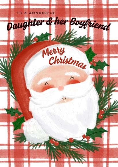 Cute Christmas Card - Daughter And Boyfriend - Santa created by Juniper and Rose Studio
