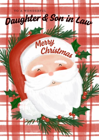 Cute Christmas Card - Daughter And Son In Law - Santa created by Juniper and Rose Studio