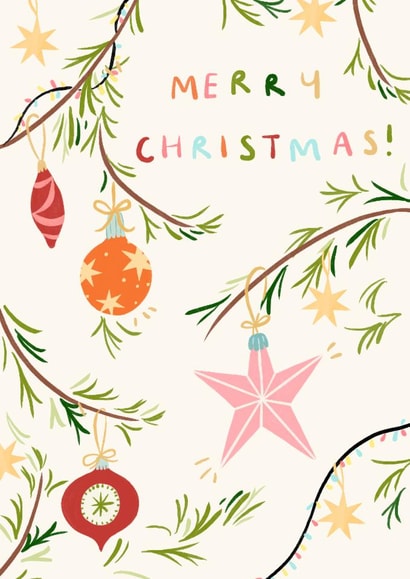 Christmas Tree Baubles - Classic Card - Simple Minimal created by Lauren Barclay